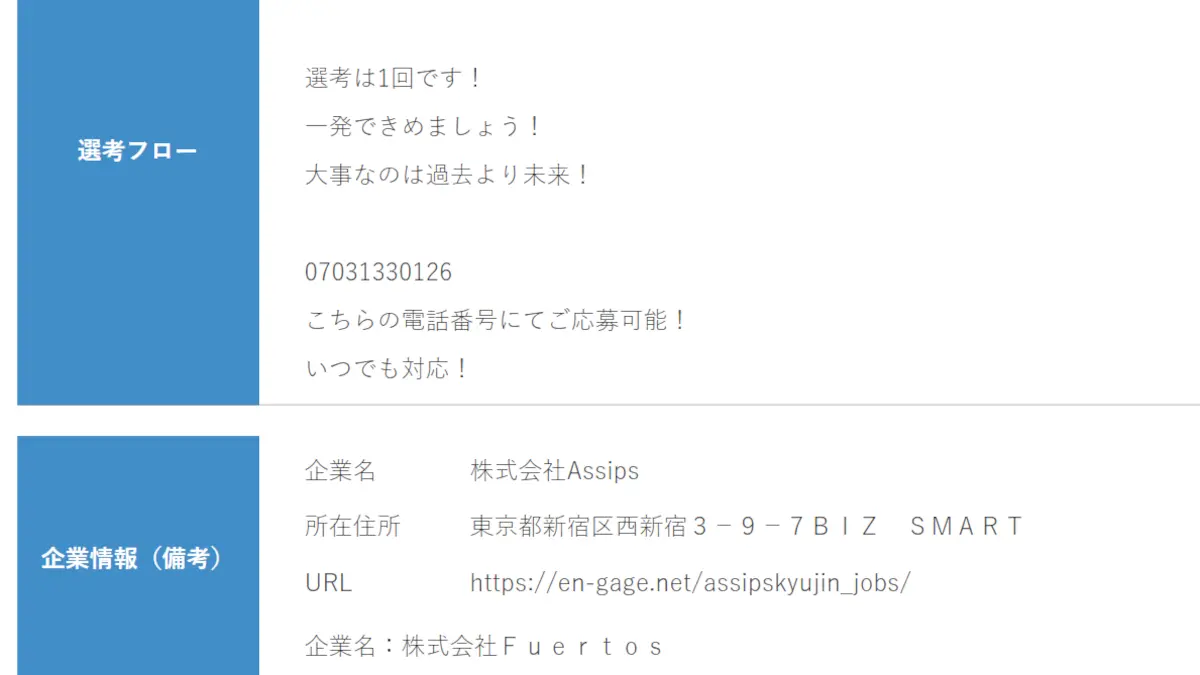 株式会社Assips(新宿)の評判