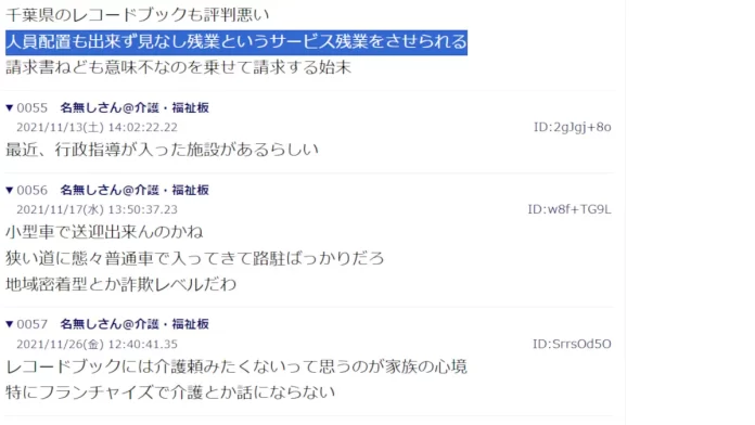 レコードブック(デイサービス)の評判と口コミ