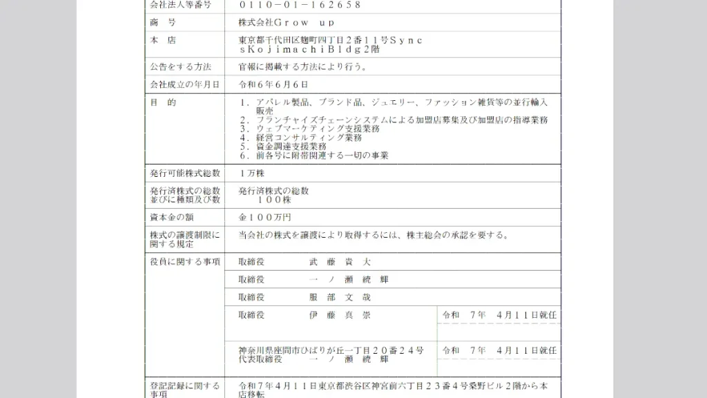 株式会社Grow up(千代田区麴町四丁目)の評判