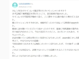 ツインレイ鑑定(カレン先生)の料金や口コミ ツインレイ鑑定(カレン先生)の評判