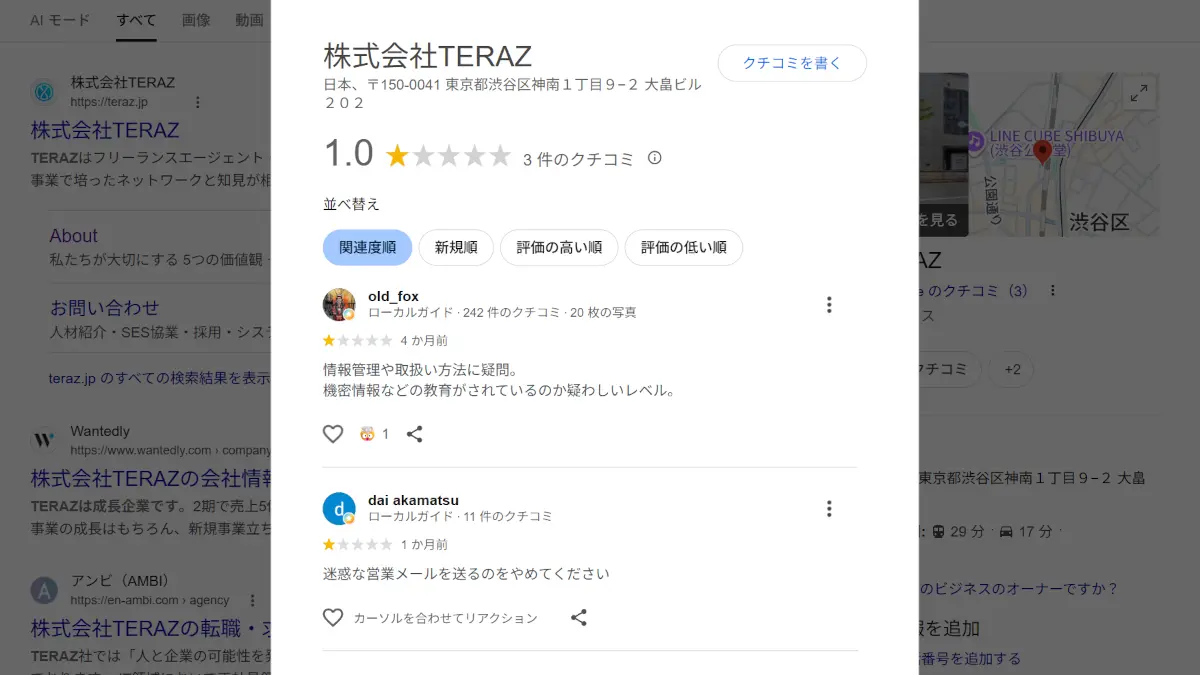 今中更(株式会社TERAZ)の評判